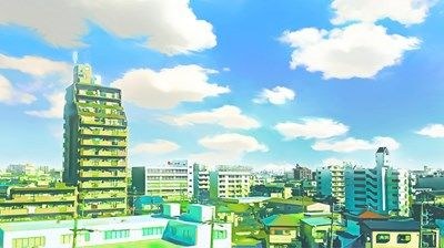 都会の展望とマンション【背景素材（夕方差分＋空くり抜きセット）】 メイン画像