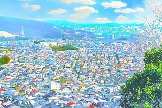 町と住居の上空【背景素材_夕方差分＋空くり抜きセット】 メイン画像