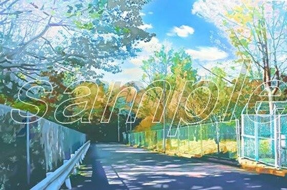 山の中の道路【背景素材_夕方差分＋空くり抜きセット】 メイン画像