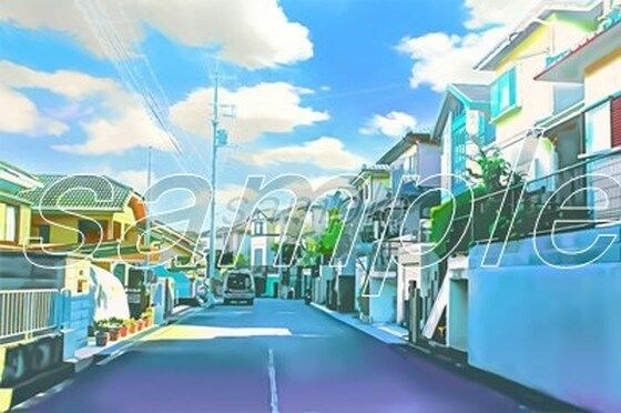 閑静な住宅街1【背景素材_夕方差分＋空くり抜きセット】 メイン画像