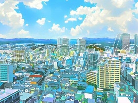 都会のビル群【背景素材_夕方差分＋空くり抜きセット】 メイン画像