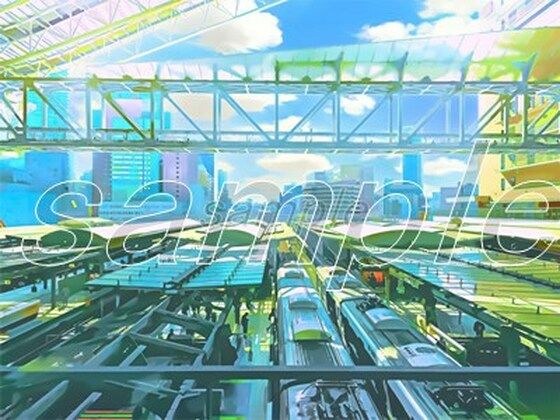 駅のターミナル【背景素材_夕方差分＋空くり抜きセット】 メイン画像