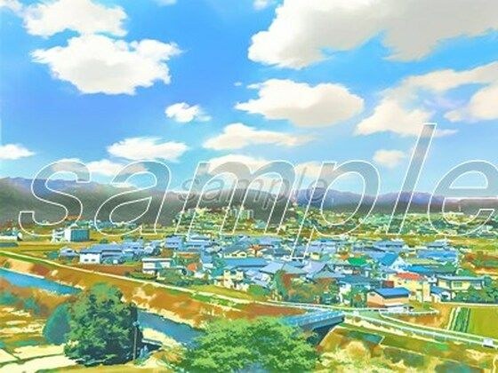 田舎町の展望【背景素材_夕方差分＋空くり抜きセット】 メイン画像