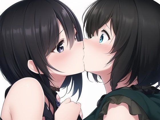 黒髪ショートびっくり百合キス メイン画像