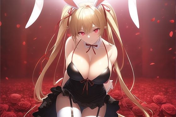 Blonde bunny girl in the rose garden / CG collection for all ages (129 photos) メイン画像