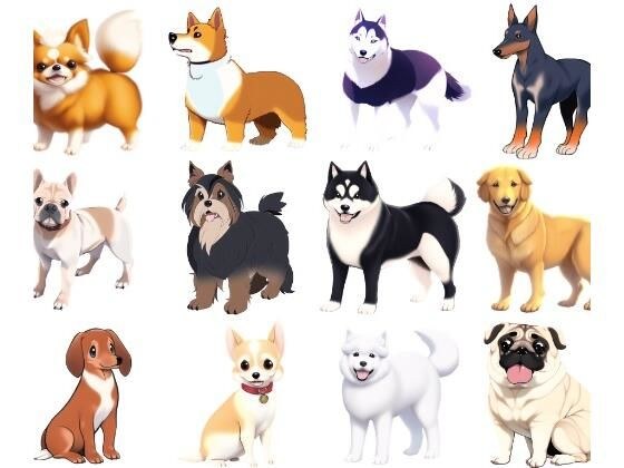 [20 types of dogs x 5] Copyright-free high-resolution illustrations (100 images)