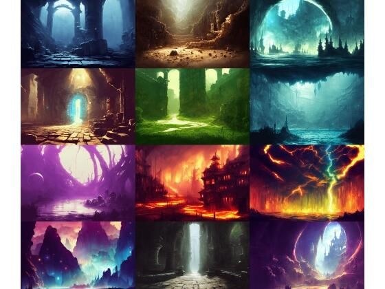 [Dungeon backgrounds such as caves] Copyright-free high-resolution images (100 sheets)