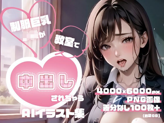 制服巨乳JKが教室で中出しされちゃうAIイラスト集 メイン画像