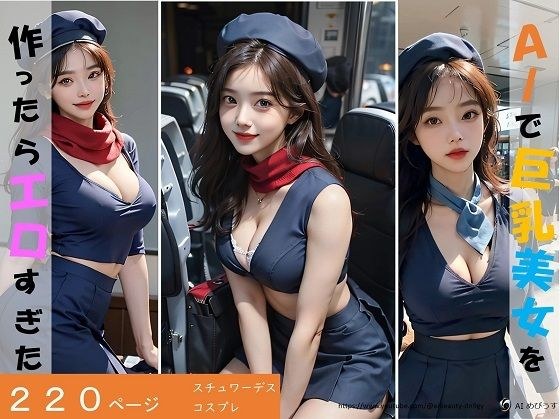 AIで巨乳美女を作ったらエロすぎた（スチュワーデスはお好きですか？） メイン画像