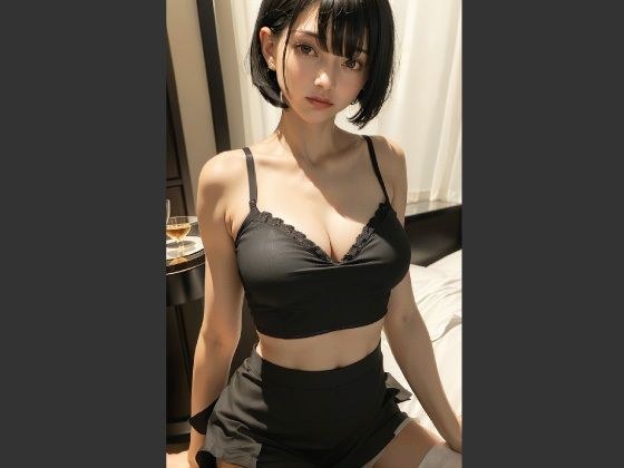 Nude photo collection of a busty short bob beauty being undressed at a hotel [AI delusion gravure photo collection]