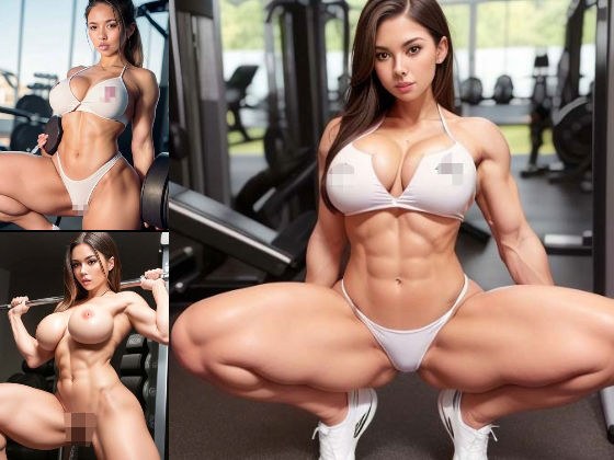 A beautiful woman with muscular muscles who spread her legs (no lines, AI image collection)