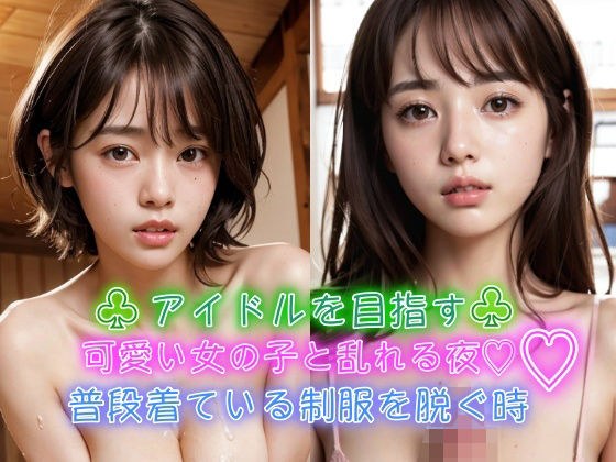 A turbulent night with a cute girl who aspires to become an idol. When she takes off the uniform she usually wears. A secret support relationship at school with a big-breasted, innocent beauty. メイン画像