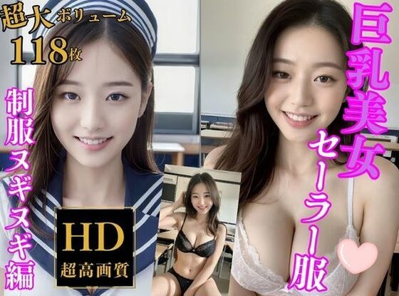 巨乳美女のセーラー服を超特殊メガネで透視してみた【透視メガネ編】 メイン画像