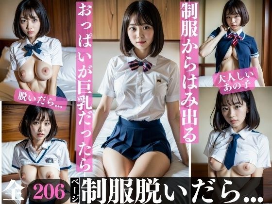 当她脱掉制服时…奇迹般的巨乳出现了… メイン画像