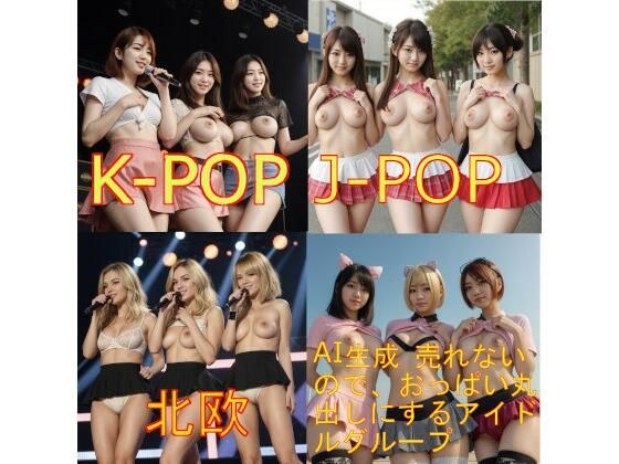 【AI生成】売れないので、おっぱい丸出しにするアイドルグループ メイン画像
