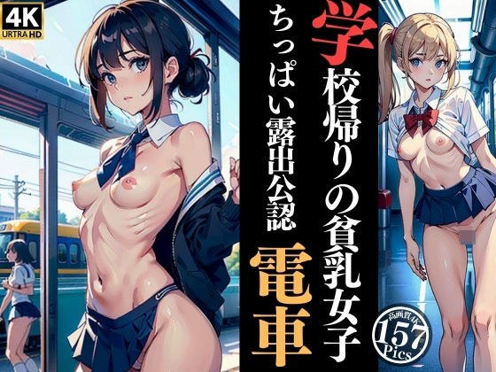 学校帰りの貧乳女子 ちっぱい露出公認電車 メイン画像