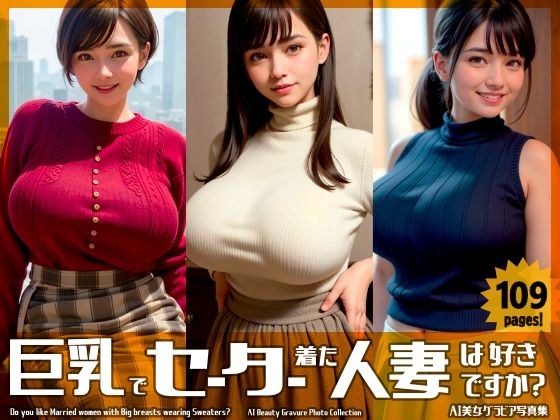 【109枚！】巨乳でセーター着た人妻は好きですか？【AI美女グラビア写真集】 メイン画像