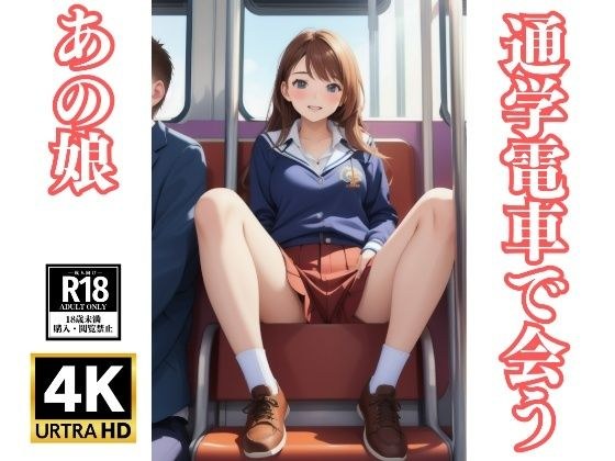 We meet on the train to school...I wonder why that girl has her legs in an M shape... メイン画像