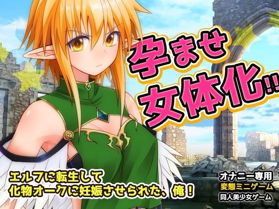 孕ませ女体化｜エルフに転生して化物オークに妊娠させられた、俺！〜オナニー用ミニゲーム メイン画像