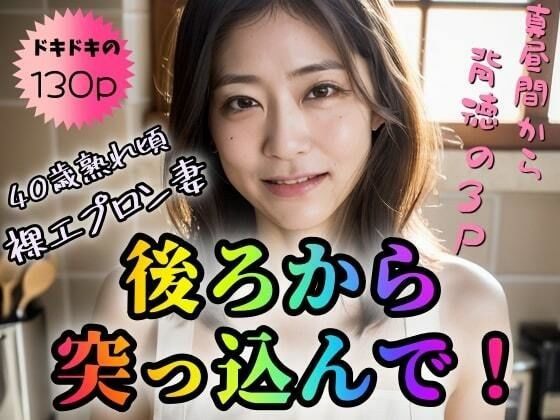 【40歳熟れ頃裸エプロン妻】後ろから突っ込んで！真昼間から背徳の3P【130P】 メイン画像