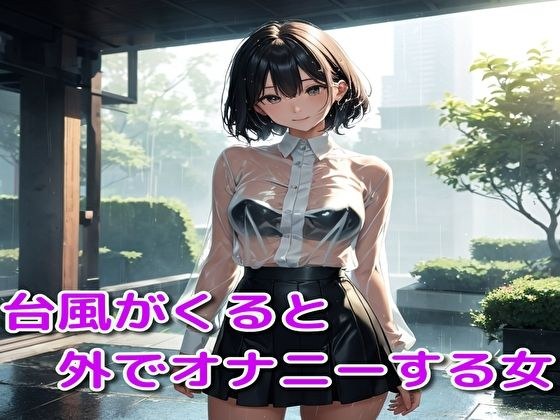 A woman masturbates outside when a typhoon comes メイン画像