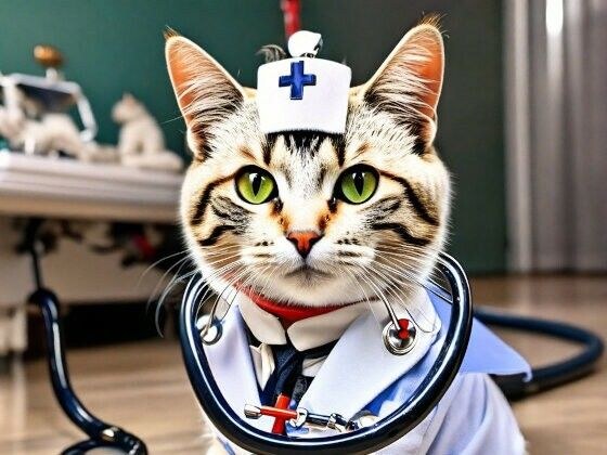 Cat Cosplay Series - Healing Nurse Cat Illustration - The Heart-warming Story of Nurse Meows