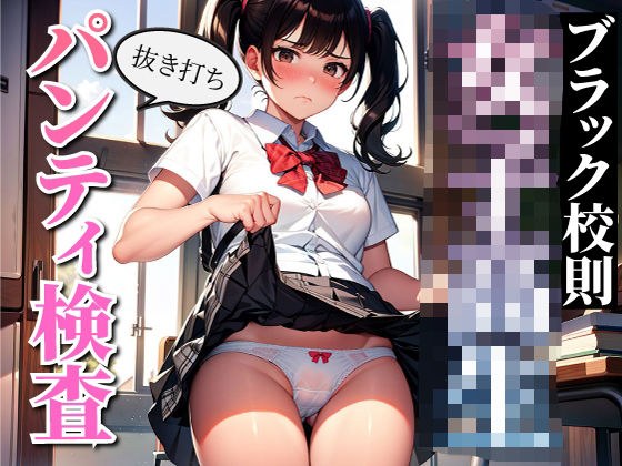 Girls 〇 student unannounced skirt flipping panty inspection black school rules メイン画像