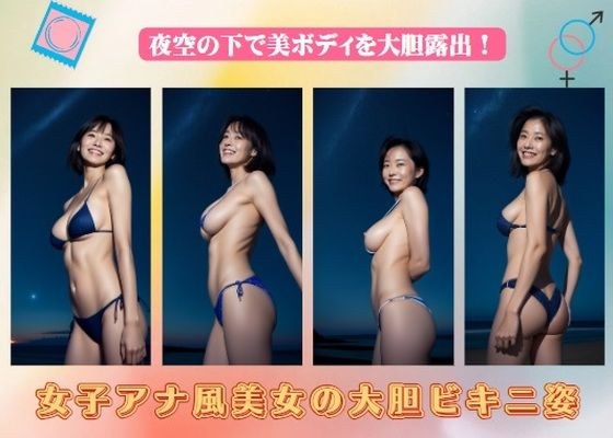 女子アナ風美女の大胆ビキニ姿〜夜空の下で美ボディを大胆露出！ メイン画像