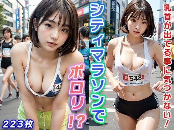 シティマラソンでポロリ！？【乳首丸出しマラソンガール】 メイン画像