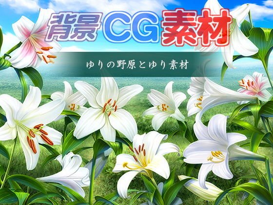 著作権フリー背景CG素材「ゆりの野原とゆり素材」 メイン画像