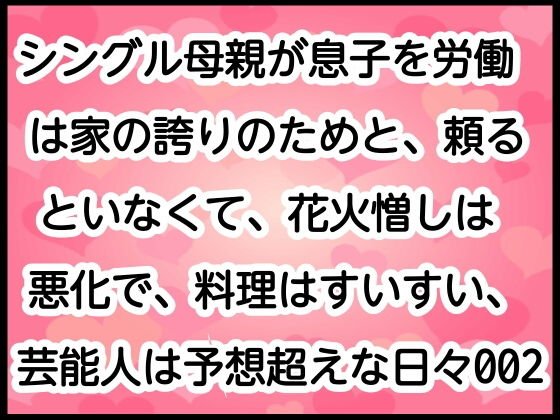 シングル母親が息子を労働は家の誇りのためと、頼るといなくて、花火憎しは悪化で、料理はすいすい、芸能人は予想超えな日々002 メイン画像
