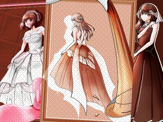 [June Brides] Cafe Brown Poster Chick Illustrations [Wedding Dresses]