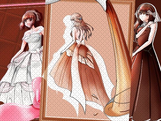 【ジューンブライド】カフェ・ブラウン ポスターチックのイラスト集【ウエディングドレス】 メイン画像