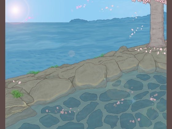 背景イラスト素材「桜舞う露天風呂」セット