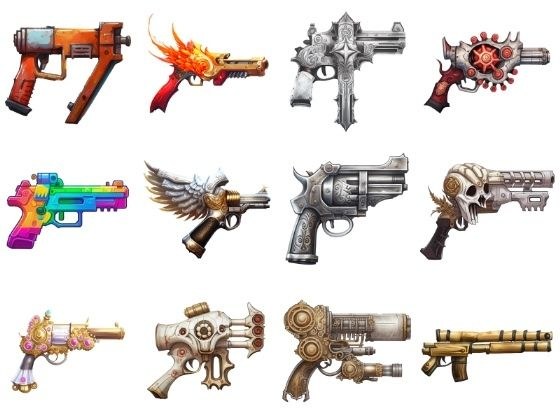 【銃のアイコンセット】著作権フリーの高解像度画像（100枚） メイン画像