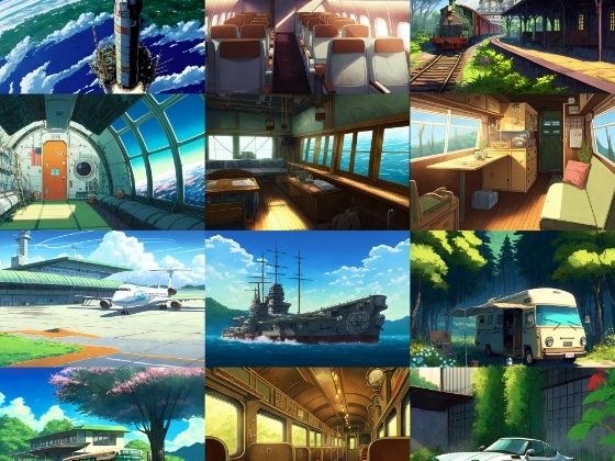【アニメ映画風の乗り物系の背景】著作権フリーの高解像度画像（100枚） メイン画像