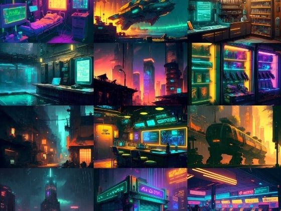【美麗幻想的サイバーパンク背景】著作権フリーの高解像度画像（100枚） メイン画像