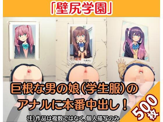 「壁尻JK学園」巨根な男の娘(制服姿)にアナル本番で中出し!(500枚)