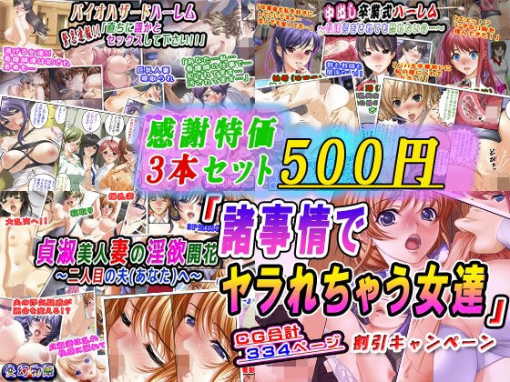 【感謝特価3本セット500円】「諸事情でヤラれちゃう女達」割引キャンペーン