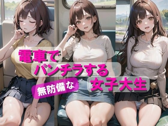電車で無防備にパンチラする女子大生 メイン画像
