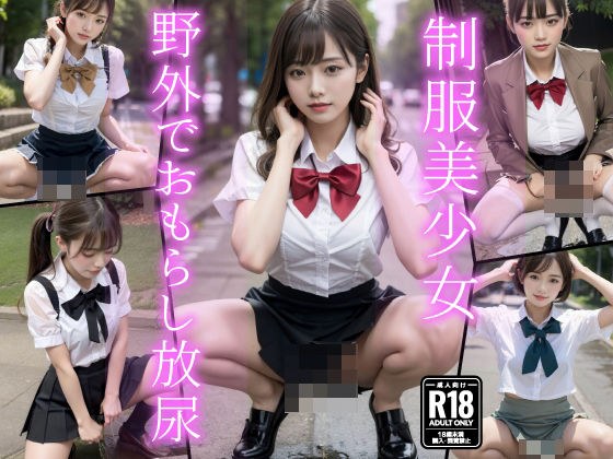制服美少女 放課後野外でおもらし放尿 メイン画像