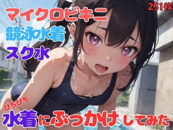 マイクロビキニ、競泳水着、スクール水着 いろんな水着にぶっかけしてみた メイン画像