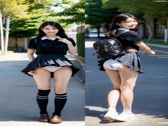 ニーハイソックスが似合う生足がきれいな制服女子 メイン画像