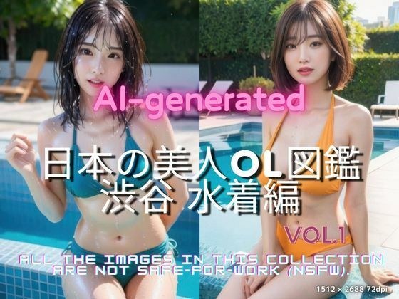 AI生成 日本の美人OL図鑑 Vol.1 渋谷編-水着特集 メイン画像