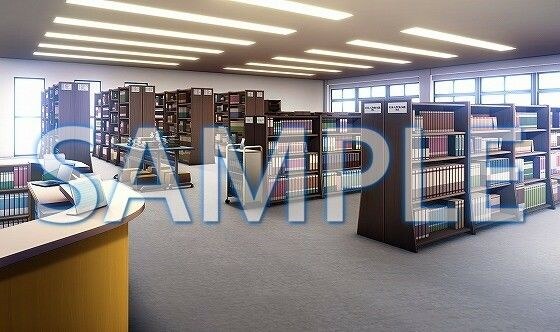 【背景素材】図書室(6069_bg06)【時間差分あり】