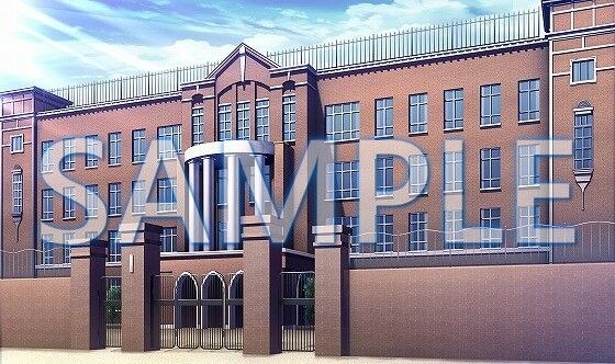 【背景素材】学園 外観(閉門)(6175_bg03a)【時間差分あり】