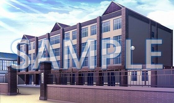 【背景素材】学園 外観(開門)(6199_bg04b)【時間差分あり】