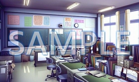 【背景素材】職員室(6199_bg08)【時間差分あり】
