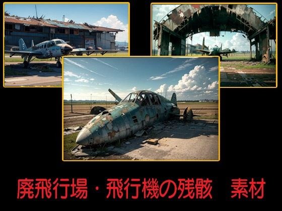 廃飛行場・飛行機の残骸  素材 メイン画像