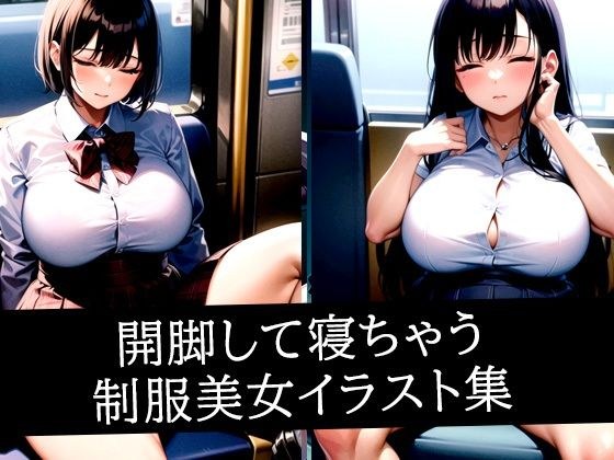 開脚して寝ちゃう制服美女イラスト集 メイン画像